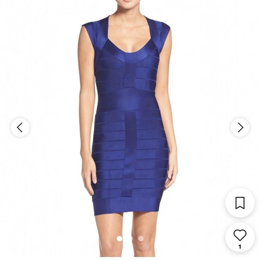 Elegant Navy Blue Bandage Dress from French Connection